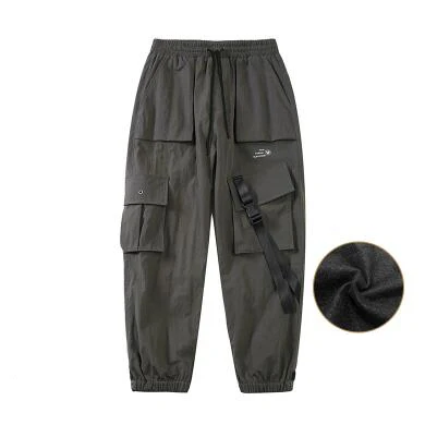 HZ7015 Gray LIFENWENNA, уличная одежда, с лентами, повседневные штаны, мужские, черные, свободные, мужские, s, штаны для бега, с боковыми карманами, мужские шаровары, Харадзюку, хип-хоп брюки - Цвет: HZ7015 Gray