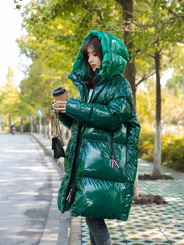 GlossyWaterdichteEendendonsVullingJassenWinterFluffyWarmDownJassenVrouwelijkeLanger