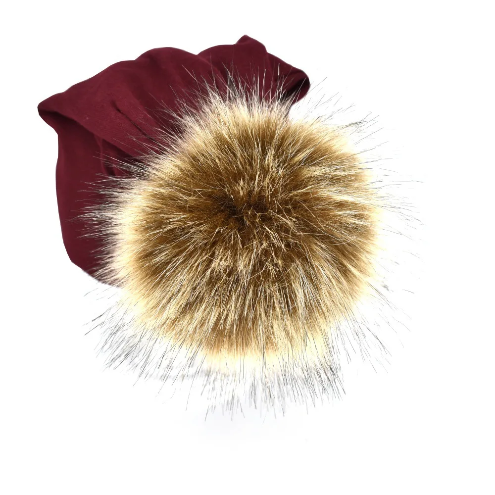 Детские зимние шапки для мальчиков и девочек, детская шапка Skullies Beanie с большими помпонами, однотонная хлопковая шапка s, детская шапка с помпоном, шапочки, Лыжная шапка