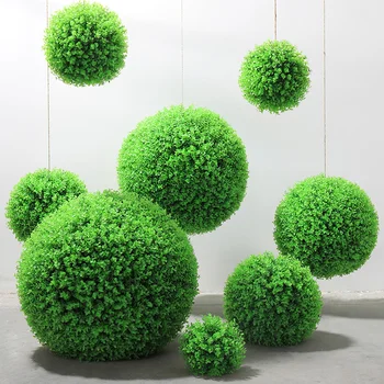 

Artificial Hanging Plants Leaf Ball Plastic Leaves Faux 2019 New Product Artificial Plants Living Room Mall Green Decoration