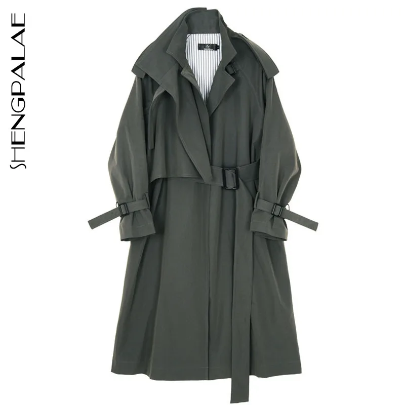 

SHENGPALAE Summer 2020 Windbreaker Women's Middle School Long Money Strap Leisure Over The Knee Thin Section Loose Coat ZA3550