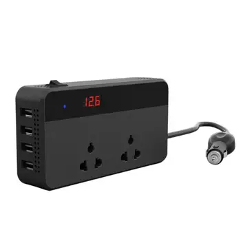 

VODOOL Car Inverter 200W DC 12V to AC 220V Auto Power Charger Converter Adapter Voltage Display With 4X USB Ports 2X 220V Socket