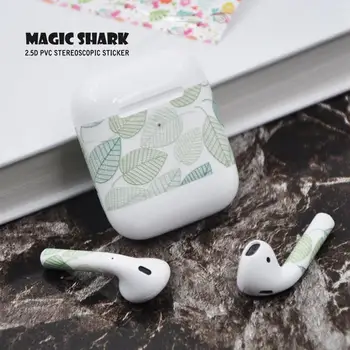 

Magic Shark Leaf Smok Sky USA Flag Flower Wood Print Spongebob Clear Film Case Sticker Cover Skin for Airpods 2 II Earphone