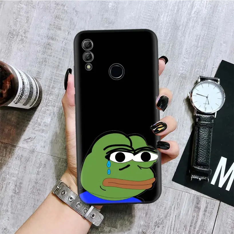 Pepe Смешные лягушки черная крышка чехол для телефона для huawei Y9 Y5 Y6 Y7 Honor 10 9 Lite 9X8X8 S 8A фотоаппаратов моментальной печати 7S 7A 10i 20i V20 Coque Капа