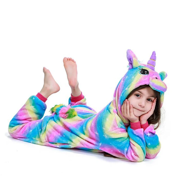 JYBIENBB Kigurumi Onesie Kids Unicorn Pajamas For Children Animal Cartoon Sleepers Baby Costume Winter Boy Girl Licorne Jumspuit