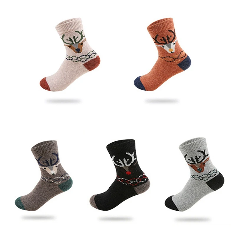 5 пар, милые повседневные женские осенне-зимние толстые шерстяные черные оранжевые носки цвета хаки, теплые носки, один размер