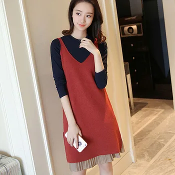 

3XL Plus Big Size Women Set Clothing Spring Autumn Winter 2020 Feminina Loose Cute Sweet New Knit Vest Dress Suits Female L3846