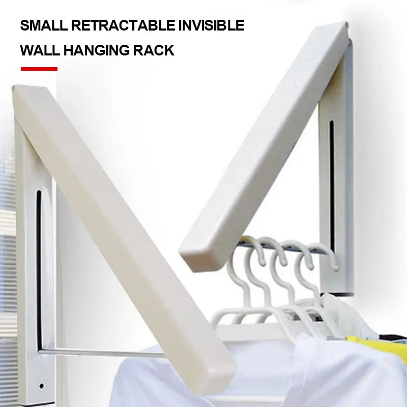 Multifunctional Clothes Hanger Creamy White Retractable Waterproof Bedroom Foldable Coat Hanger Stainless Steel Shelf Bathroom