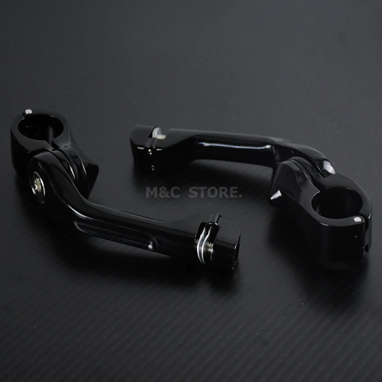 1-1/" 32mm Black Long Angled Adjustable Highway Peg Mount Clamps Black For Harley Sportster XL Touring Softail For Honda