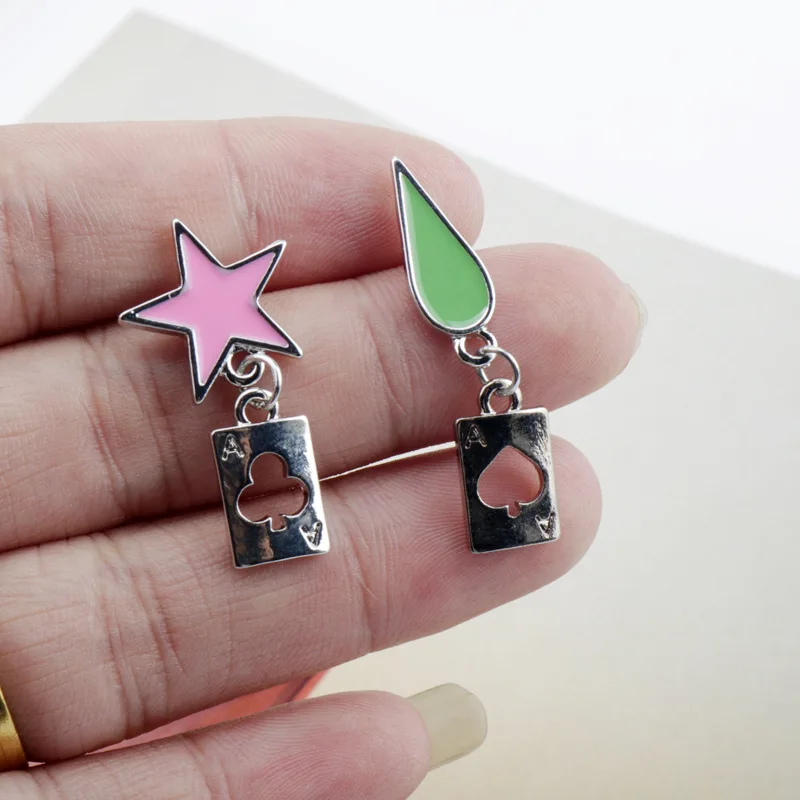 Anime Hisoka Cosplay Earrings Five-pointed Star Teardrop Trendy Dangle Earrings Jewelry Gift for Girlfriend