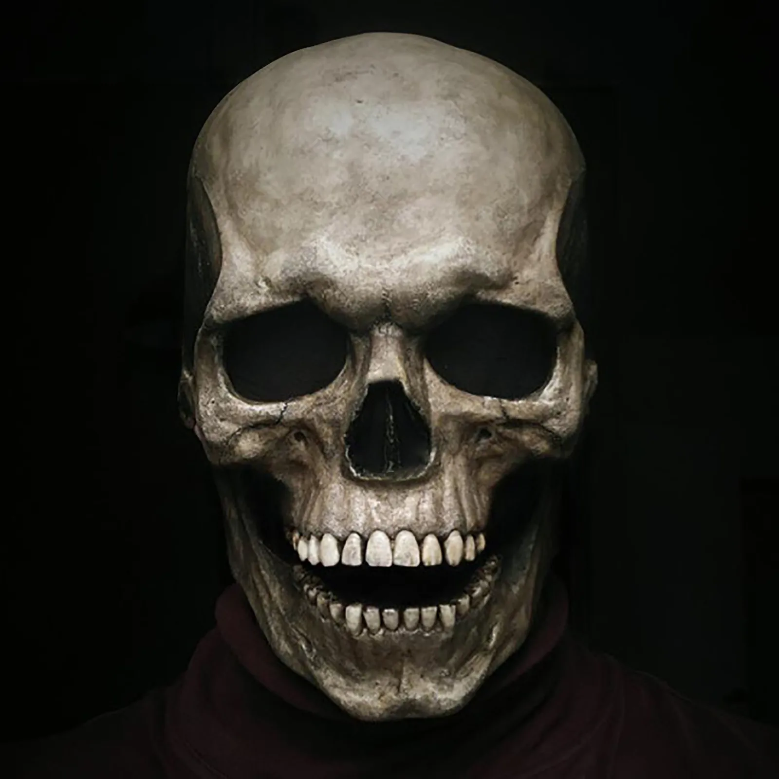 Halloween Horror Full Head Skull Mask Helmet Movable Jaw Funny Cosplay Party Masquerade Man Woman Real Masks | Игрушки и хобби
