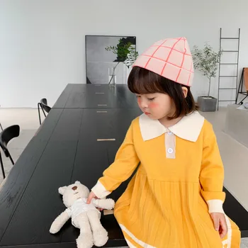 

Girls Dress Kids Clothes 2020 Autumn New Korean Version of The College Style Knitted Dresses Baby Girl Sweet Dress