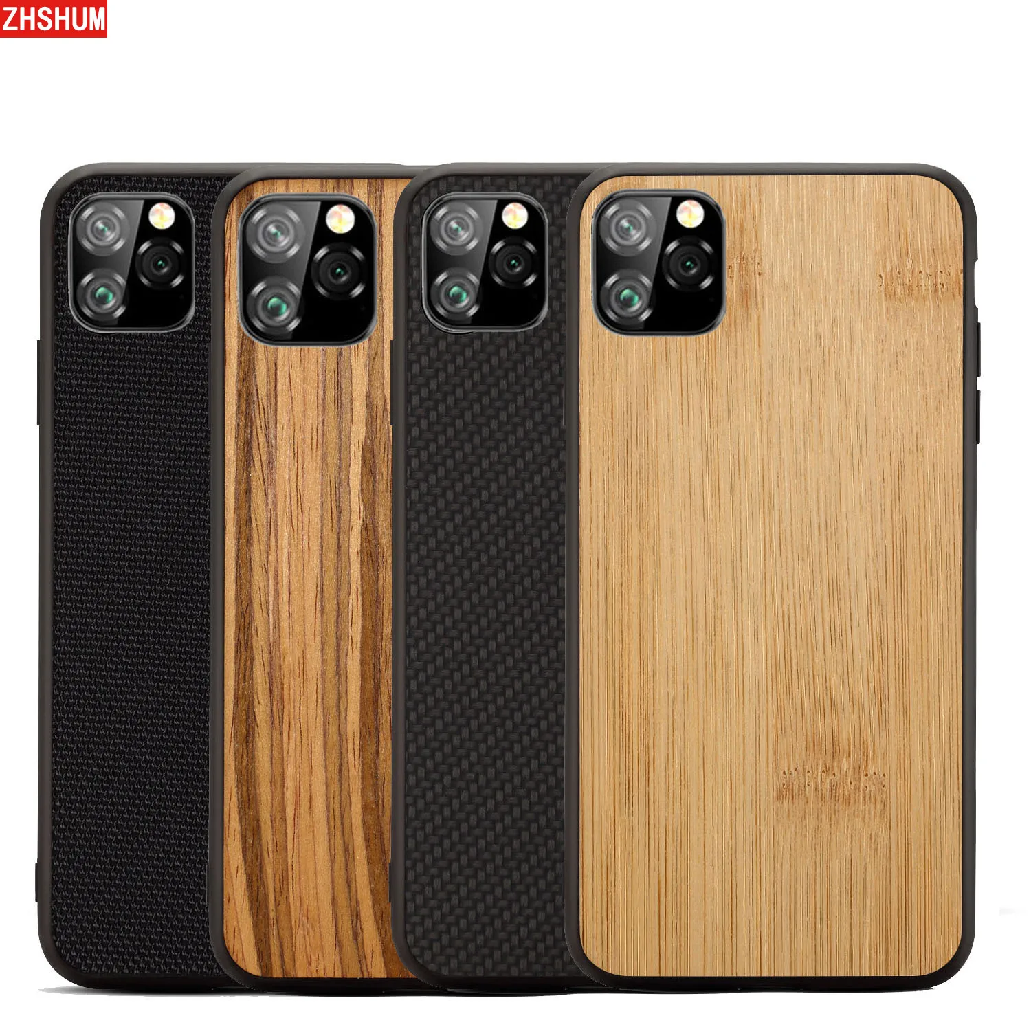 Деревянный картон для Iphone 11 Pro Max углеродного волокна Мягкий силиконовый бампер полная Защита задняя крышка для IPhone 11 Pro XI Funda