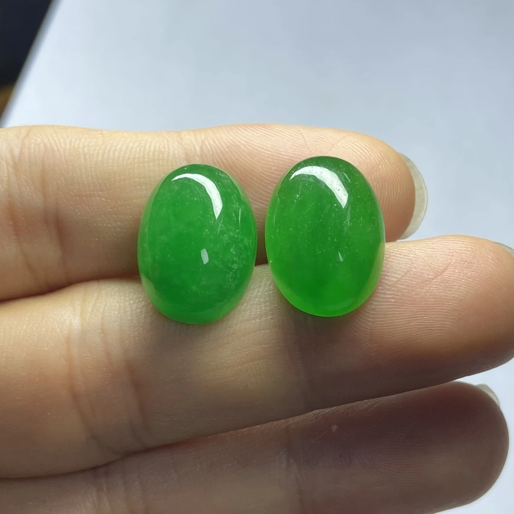 3A Quality Oval 13x18mm Cabochon Natural Green Jade Burma Jadeite Stone Pirce