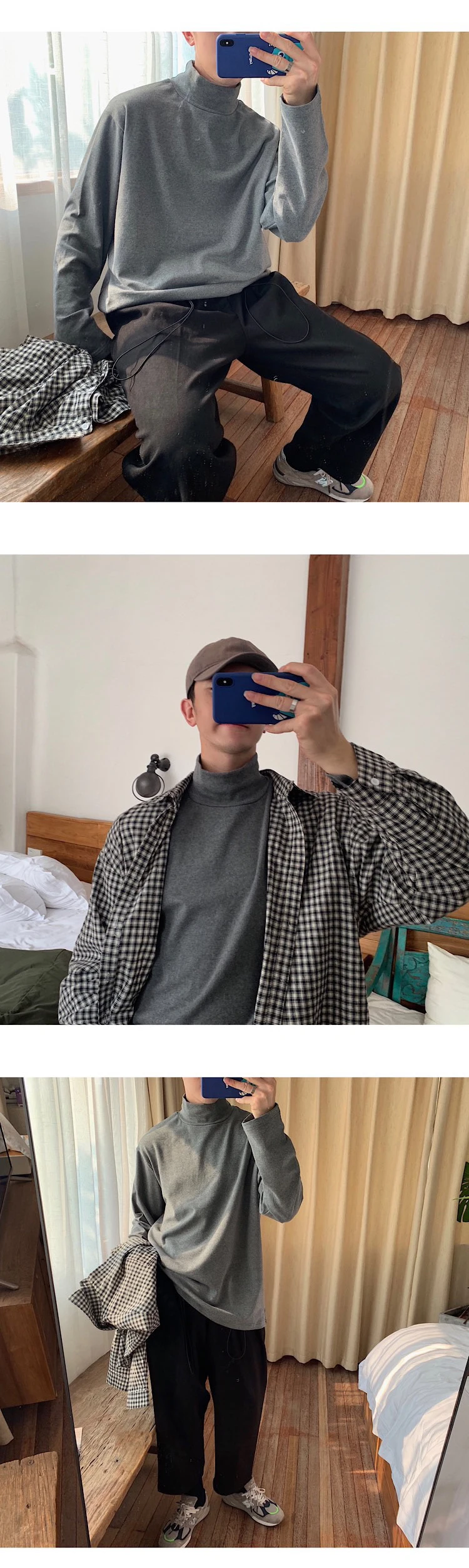 Men's sweater winter new slim solid color turtleneck sweater long-sleeved sweater loose casual personality youth men's wear
