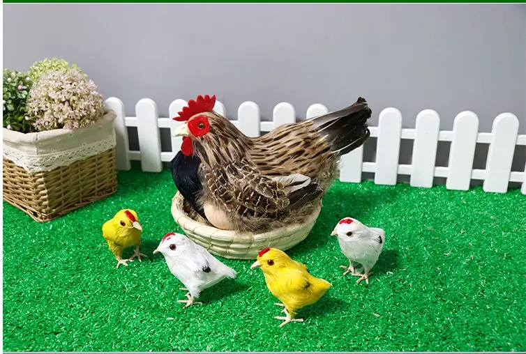 Имитация курицы модель животного стоящая Курица Перо игрушка кукла Ремесла образование дисплей фотография украшение супермаркетов реквизит