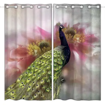 

HommomH blackout curtains 2 buttons bedroom curtains tit bird