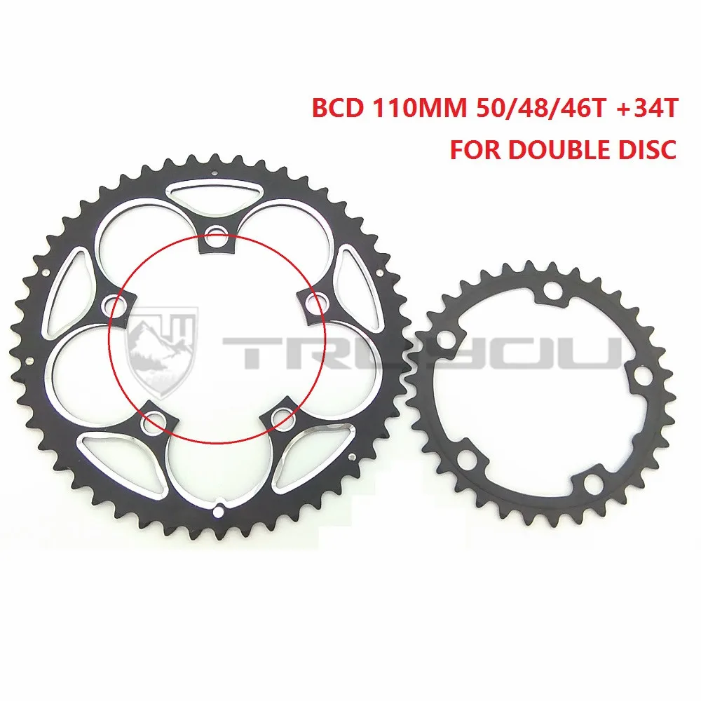 

TRUYOU Chain Wheel BCD 110 MM Sprockets 50T 48T 46T 34T Road Bicycle Chainwheel Folding Bike Chainring Double Crown