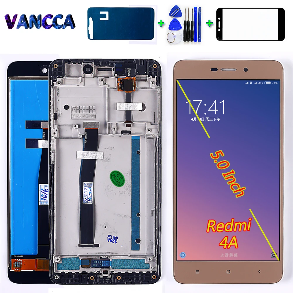 

Vancca 5.0 inch LCD display For Xiaomi Redmi 4A Touch Screen 1280*720 Digitizer Assembly for Xiaomi Redmi 4A Pro Global Frame
