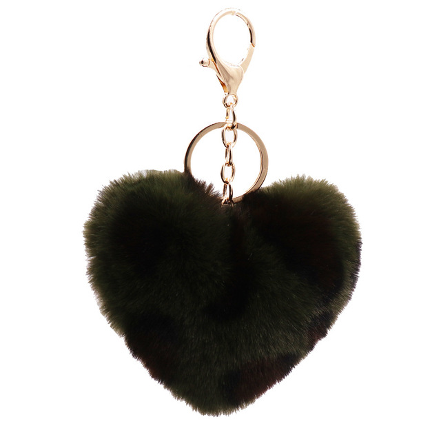 Rabbit Fur Pom-pom Keychain Leopard-print Pom-pom Keychain Lady Mobile Phone Bag Key Ring Love Pendant Decoration