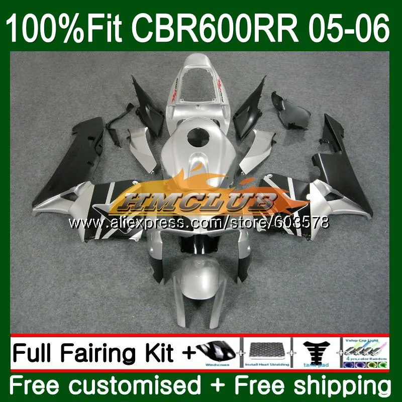 Литые изделия для Honda CBR 600RR CBR600 RR 600F5 73CL. 13 CBR600RR F5 05 06 CBR600F5 CBR 600 RR 2005 2006 черный серебристый обтекатель oem - Цвет: No. 1