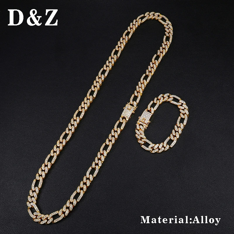 D& Z 1 компл. Хип хоп ювелирные изделия для мужчин Iced Out Bling проложили кубический циркон Фигаро Майями кубинская звено цепи цепочки и ожерелья
