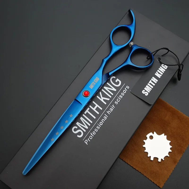 SMITH KING 7 inch Professional Hairdressing scissors, 7"Cutting scissors,styling scissors/shears+gift box/kits - Цвет: Синий