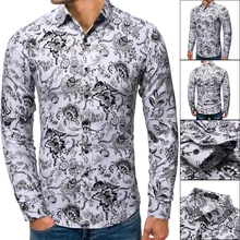 Трендовая индивидуальная рубашка с цветочным принтом, мужская рубашка с длинным рукавом и принтом, размер Cs69
