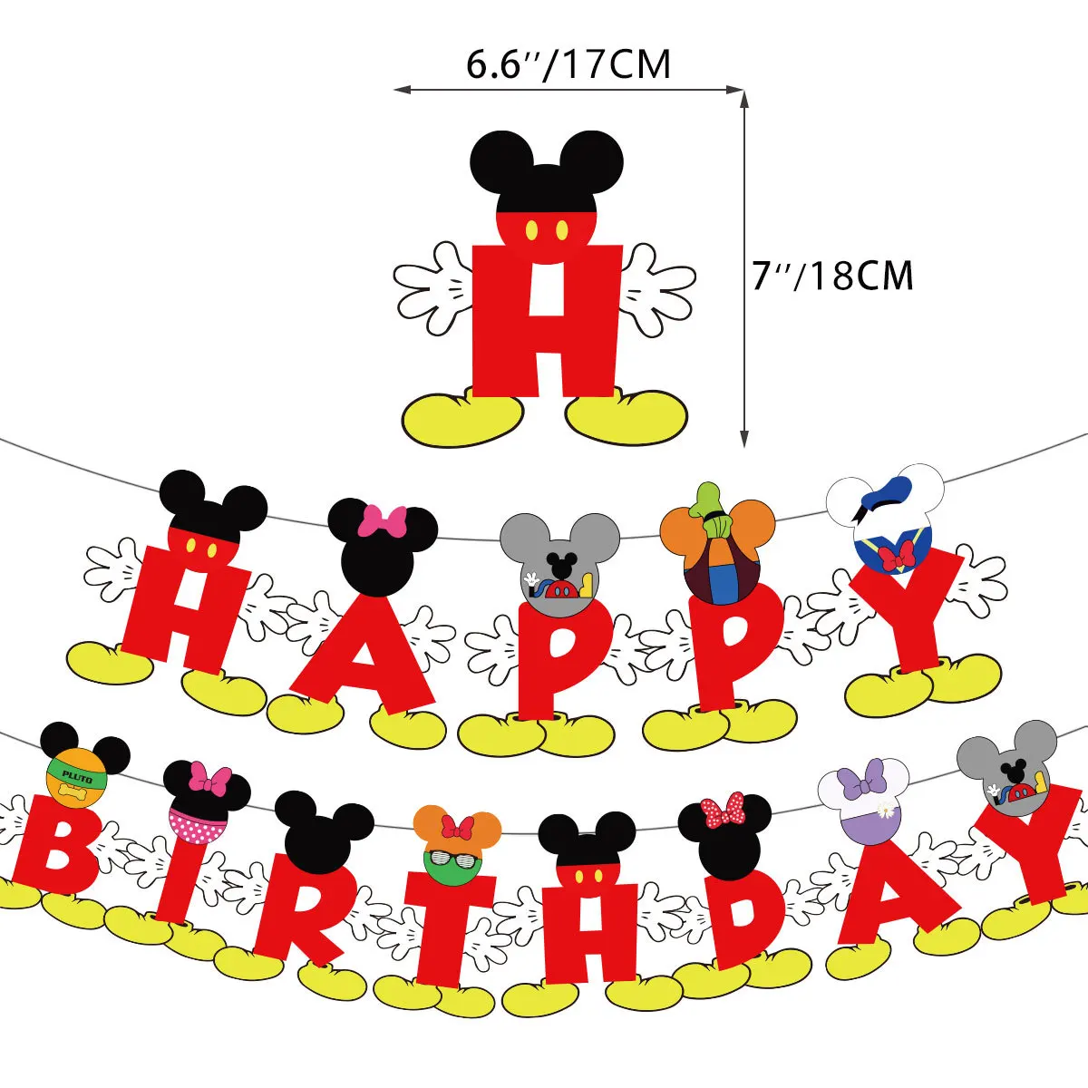 Disney Mickey Mouse Kids Birthday Party Decorations Balloon Felt cloth banners baby Birthday Party Flag Supplies Party Decorations Birthday Banner Birthday Streamers