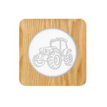 

Tractor Shape Pine Acrylic Night Light Solid Wood Bedside Table Lamp Solid Wood Creative Table Lamps