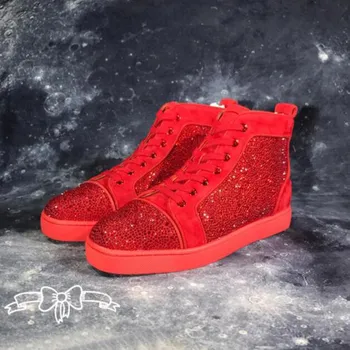 

Luxury Brand Chentel Noble Spiked Suede Leather Loafers Men Casual Shoes Party Dress Shoes Men Flats Red Color Sneakers Studded