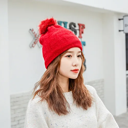 

Hats for Women Casual Solid Autumn Winter Double Layer Plus Fleece Line Hat Simple Ear Protection Cap Ladies Beanies for Women