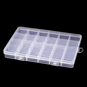 

24 Grids Removable Plastic Storage Box Transparent Storage Organizer Button Box Nail Art Equipment Jewelry Storage Box