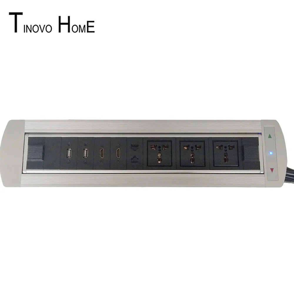 

Electric socket / desktop socket aluminum alloy HDMI USB dual network information box socket / electric rotation ES-09