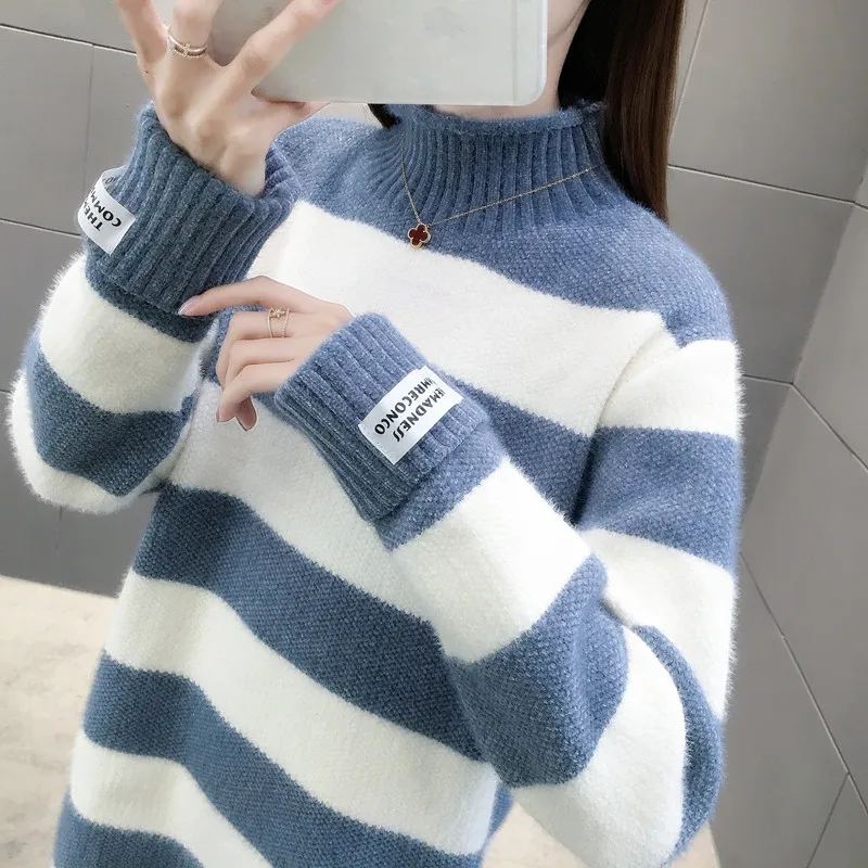 

Women Turtleneck Women's Plus Size Knitted Turtleneck Winter Cashmere Sweater For Women Warm white color