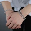 inner 56-58mm silver color micro pave clear cubic zirconia iced out bling cz cuban link chain bangle bracelet for women 2