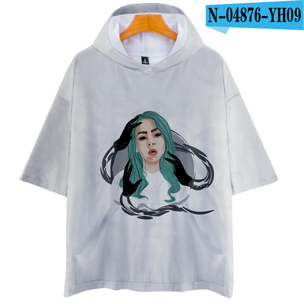 Billie Eilish 3D Футболка с принтом женская/Мужская модная свободная футболка с капюшоном Повседневная модная уличная футболка хлопковая летняя Осенняя футболка - Цвет: 3D