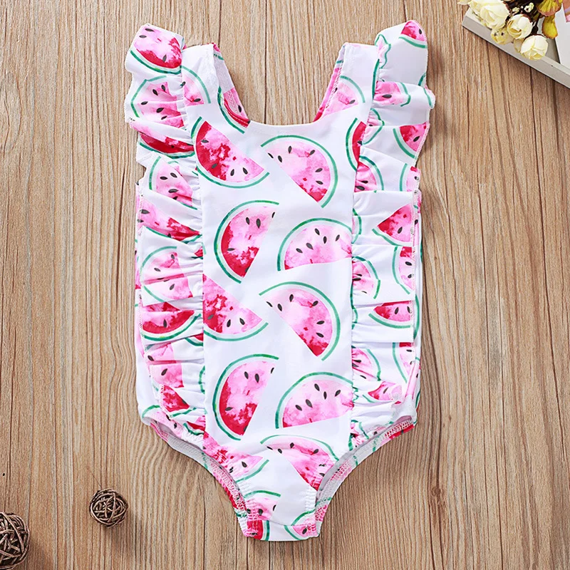 Cute Leopard Print One-Piece Swimsuit Backless V-neck Baby Girl Bodysuits Jumpsuit Children's Clothing
