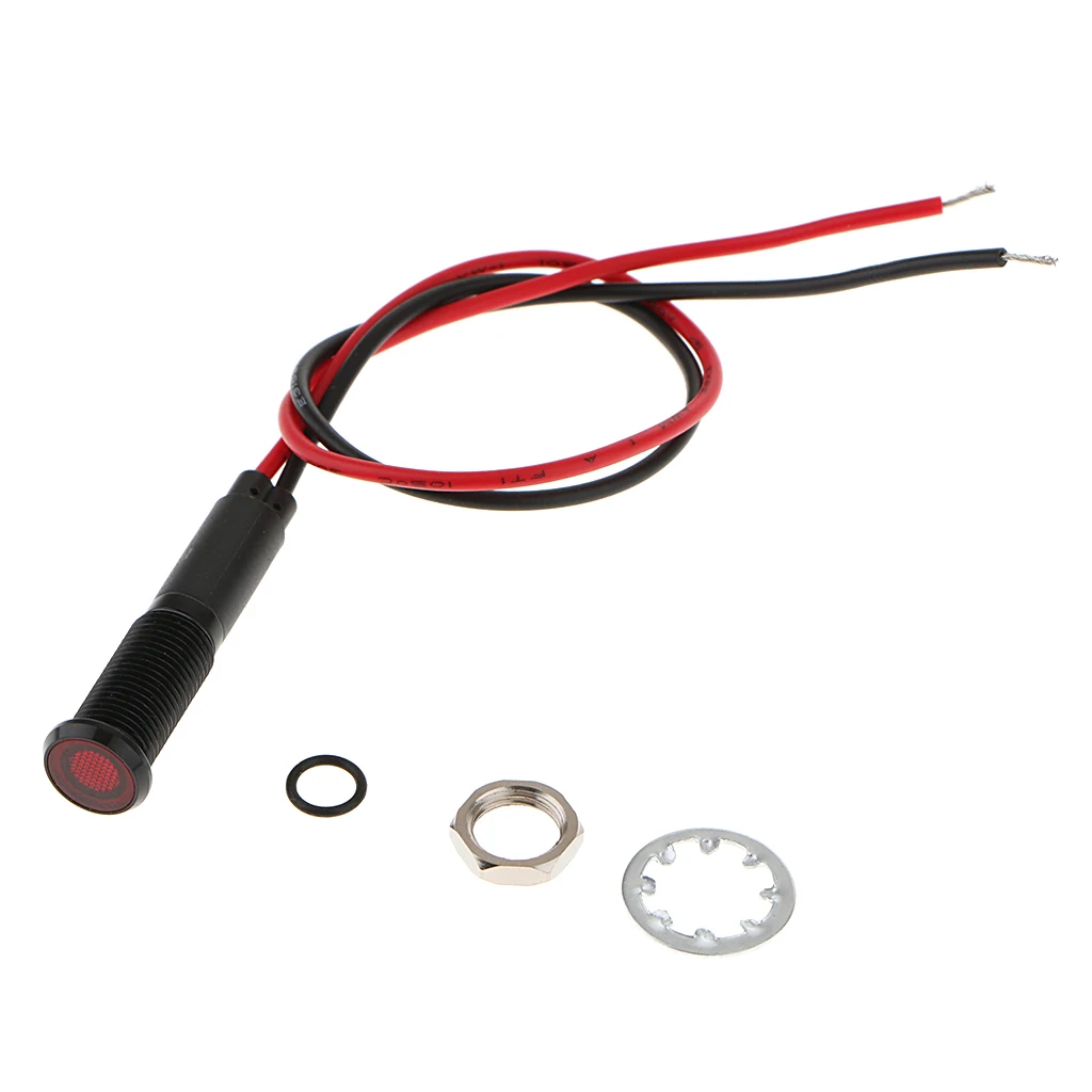 Car Motorcycle Truck DC12V 8mm Dash Panel Indicator Light with Wrie Red