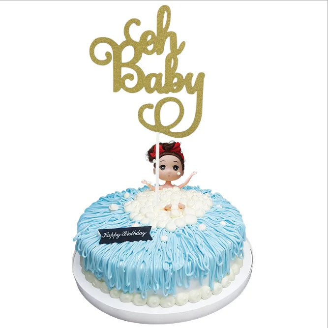 oh baby 1 шт. с днем 18/20 Вт, 30 Вт/40/50/60th юбилей кекс фигурки жениха и невесты; блеск силуэт торт фигурки жениха и невесты; на свадьбу/День рождения/вечерние украшения торта - Цвет: oh baby