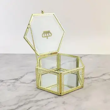 

Nordic Geometric Transparent Glass Flower Room Glass Ring Box Wedding Ring Box Innovative Home Decoration Ornament Everlasting F