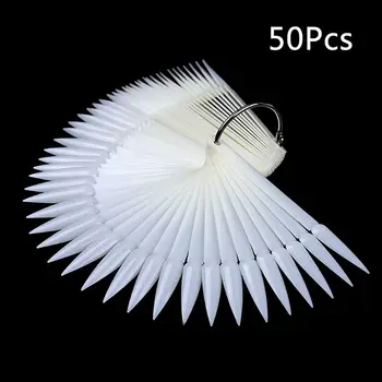 

50pcs/pack Nail Display Sticks Swatches Showing Card Fan Shaped False Sharp Practice Manicure Tools