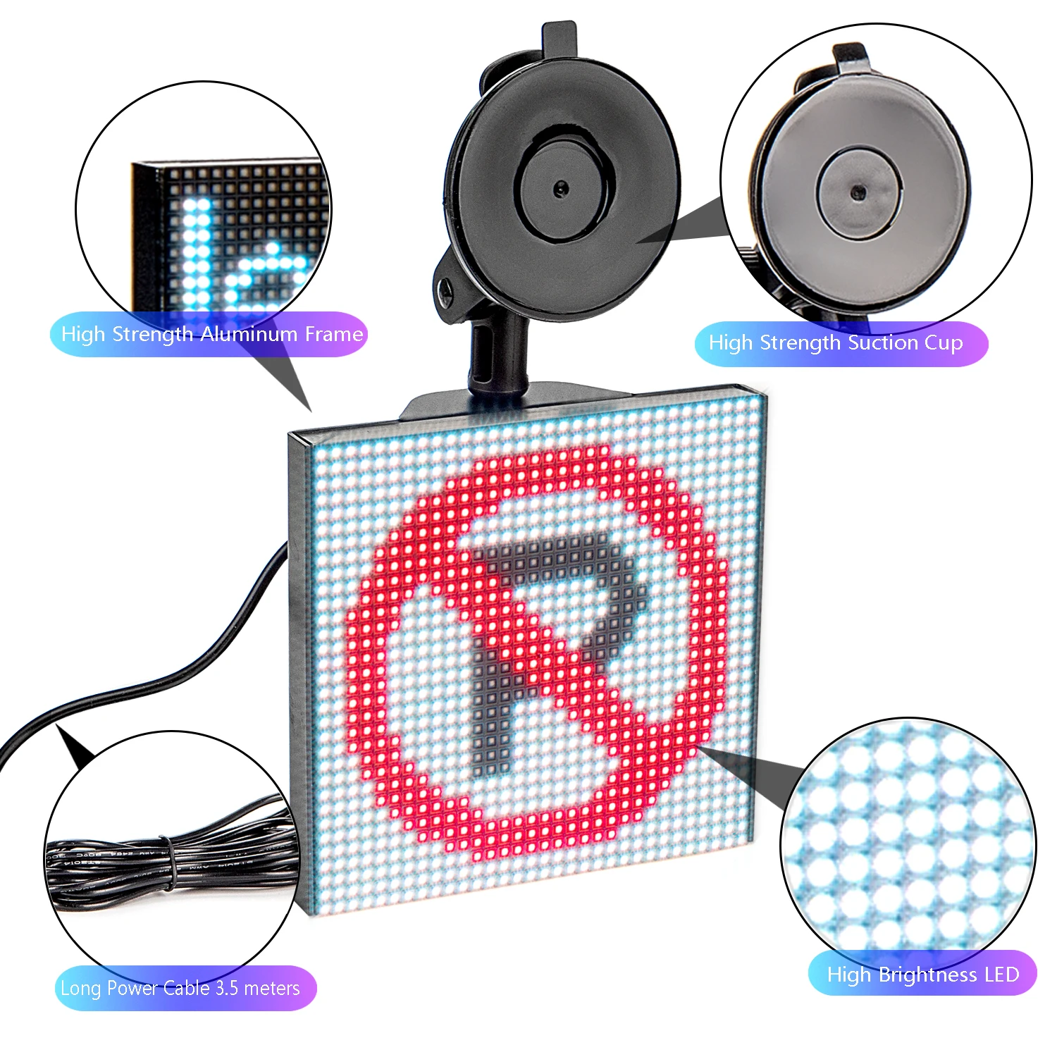 Автомобильная светодиодная вывеска 12 В RGB APP Bluetooth-совместимая GIF программируемая