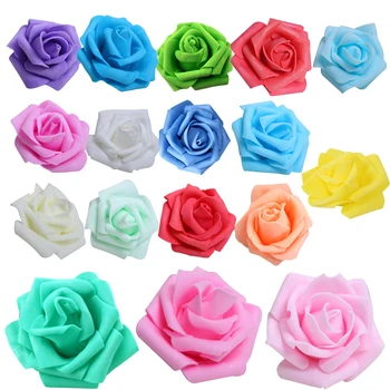 

100PCS Foam Rose Flower Bud Wedding Party Decorations Artificial Flower Diy Craft Creamy White
