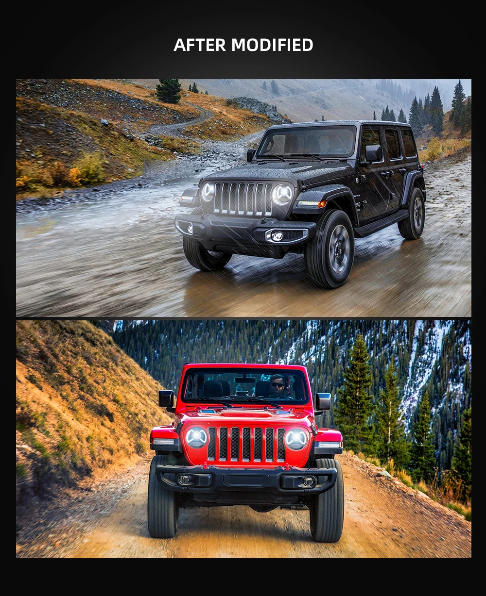 VLAND завод для автомобилей головной светильник для Wrangler задний фонарь светодиодный налобный фонарь с дневными ходовыми светильник и plug and play