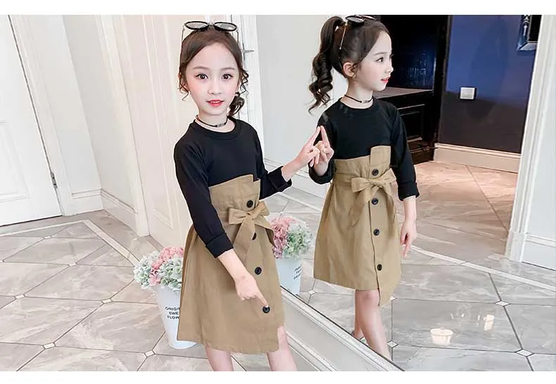 School New Girls Dresses 2019 Teenage Children Patchwork Dress Autumn Spring Girl Dress Baby Princess Dress Toddler Clothes (8)