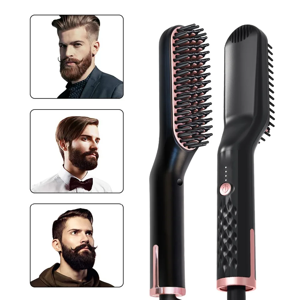 

3 in 1 Multifunctional Hair Comb Brush Beard Straightener Hair Straighten Straightening Comb Hair Curler Quick Hair Styler