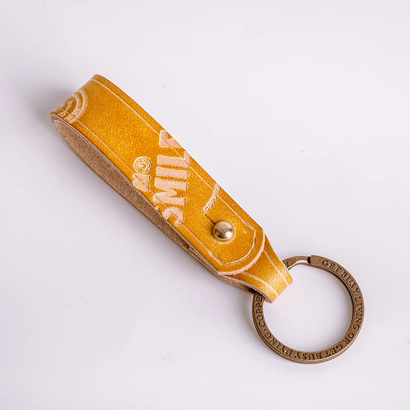 Yellow Coppertist. Wu 7-Цвет цепочка для ключей из кожи ручной работы, латунный брелок для ключей золото красивое кольцо для ключей сумка подвеска ручной работы - Цвет: Yellow