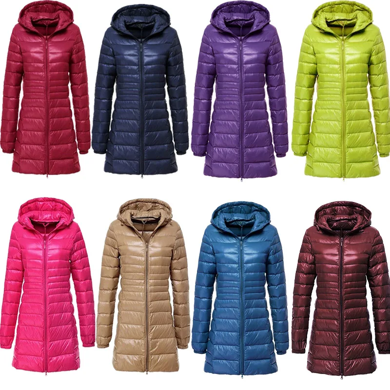 Wipalo, новинка, осенне-зимняя женская куртка на утином пуху, тонкая парка, Женское пальто, длинное пальто с капюшоном размера плюс, ультра светильник, верхняя одежда S~ 7XL