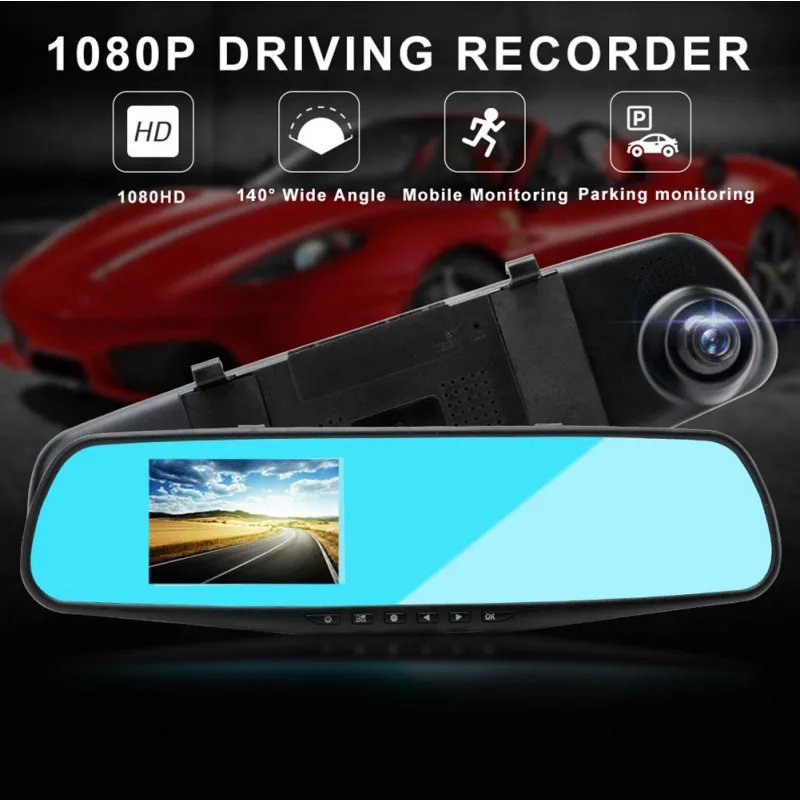 

3.9'' Full HD 1080P Rearview Mirror Car DVR Dash Cam Recorder Camera Single Lens Left Screen Digital Night Vision Video Recorder